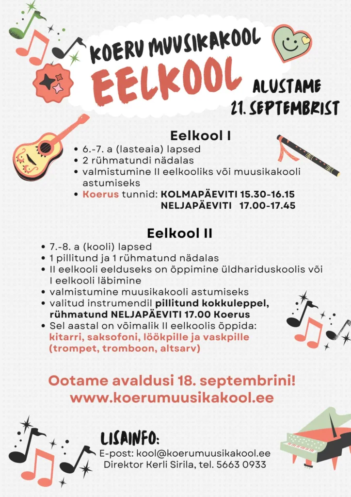 Ootame õpilasi eelkooli!
